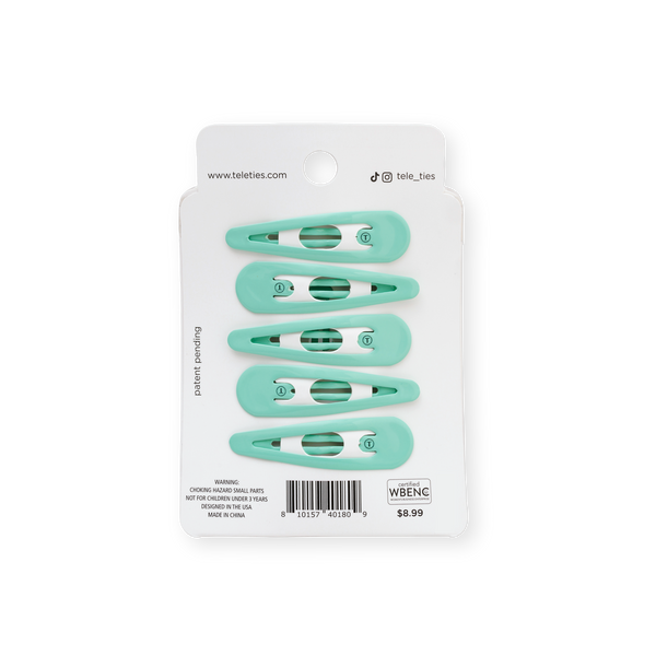 TELETIES - Snap Clip - Totally Turquoise - 6 Count