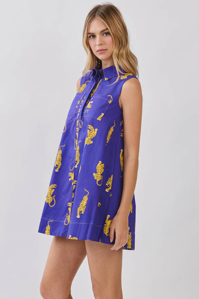 Fightin’ Tigers Shift Mini Dress - Purple