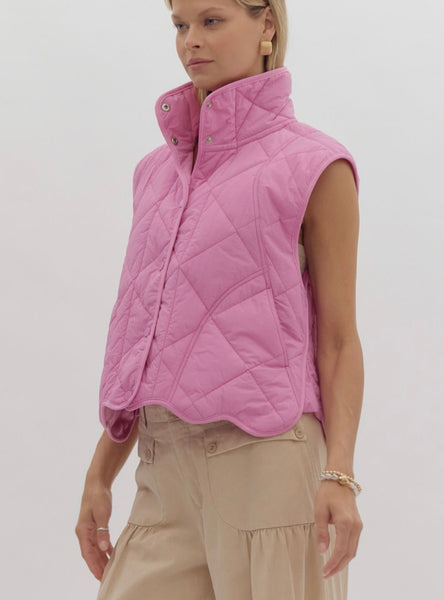 Agata Quilted Vest - Bubble Gum