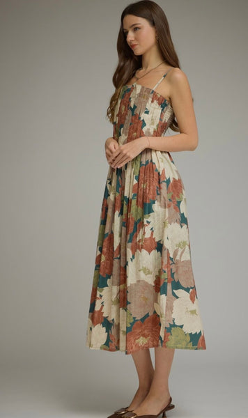 Shane Floral Midi Dress - Teal