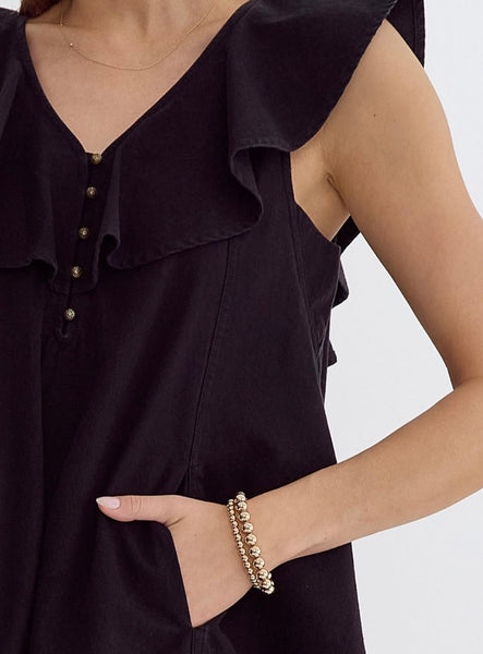 Stella Ruffle Mini Dress - Black