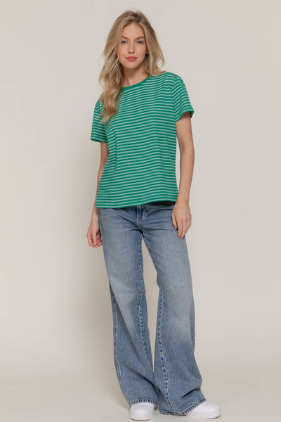 Raelynn S/S Stripe Tee - Green