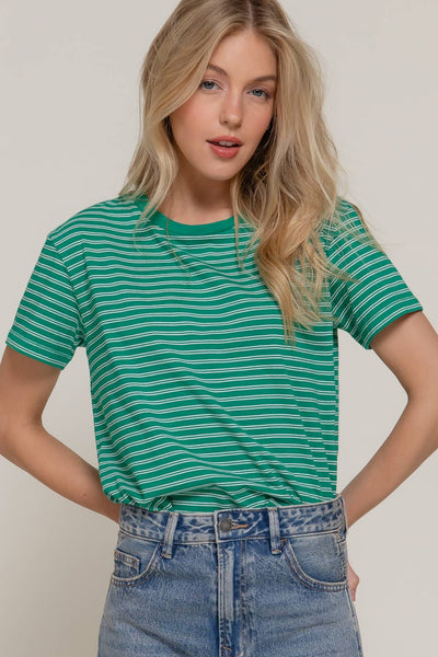 Raelynn S/S Stripe Tee - Green