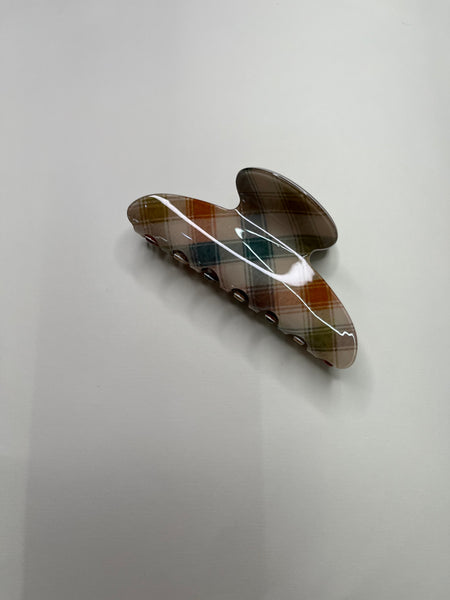 Plaid Neutral Claw Clips