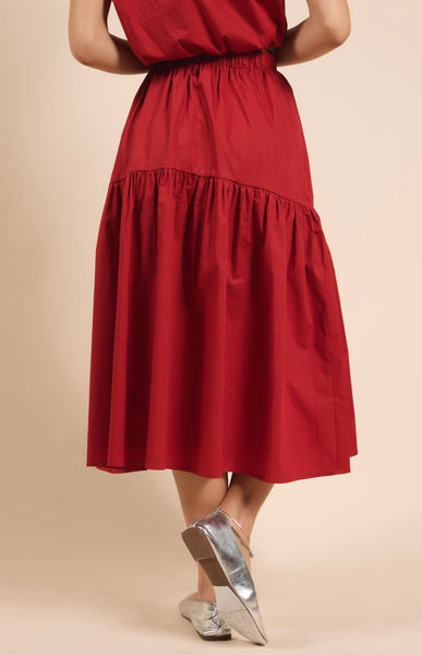 Sadie & Sage - Shades On Midi Skirt Set - Poppy Red