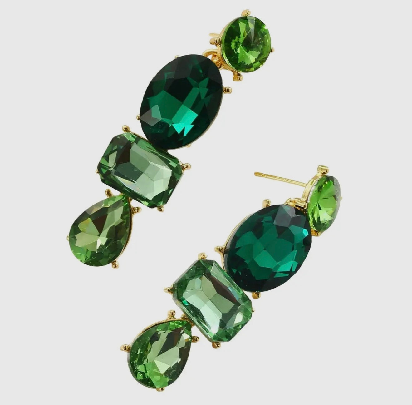 [PREORDER] Time To Sparkle Statement Earrings - Green