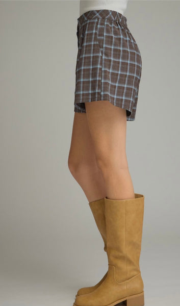 Ezra Plaid Shorts - Brown/Blue