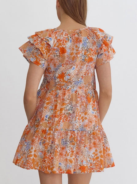 Catalina Mini Dress - Orange Combo