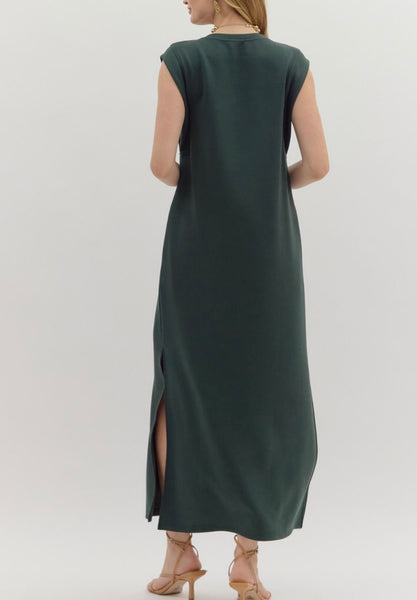 Adeline Solid Midi Dress - Forrest