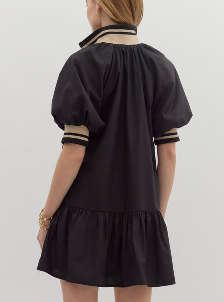 Sadie Puff Sleevee Mini Dress - Black