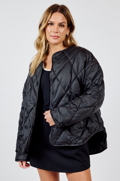 Sadie & Sage - Dewdrop Quilted Puffer Jacket - Black