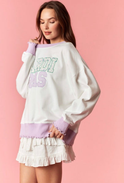 Mardi Gras Patch Embroidered Sweatshirt