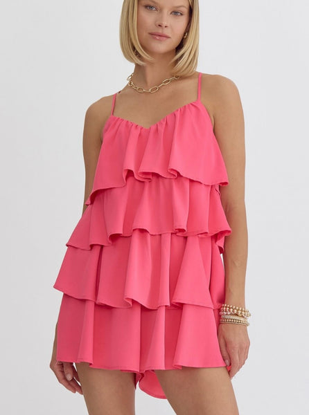 Sofia Ruffle Romper - Pink