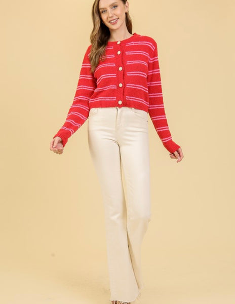 Carriage Pl Striped Cardigan