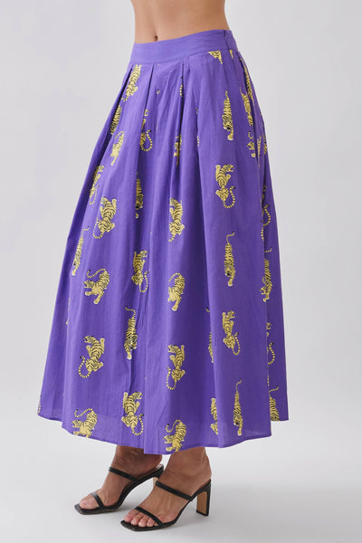 Fightin’ Tigers Pleated Midi Skirt - Purple