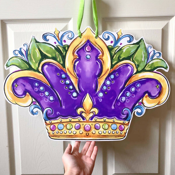 Home Malone - Carnival Queen Crown Mardi Gras Door Hanger - New Orleans