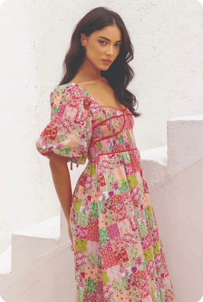 Lucy Contrast Piping Maxi Dress