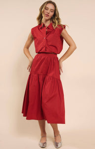 Sadie & Sage - Shades On Midi Skirt Set - Poppy Red