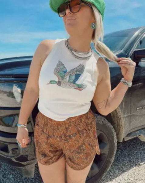 [PREORDER] The Bedazzled Duck Tank Top - Cream