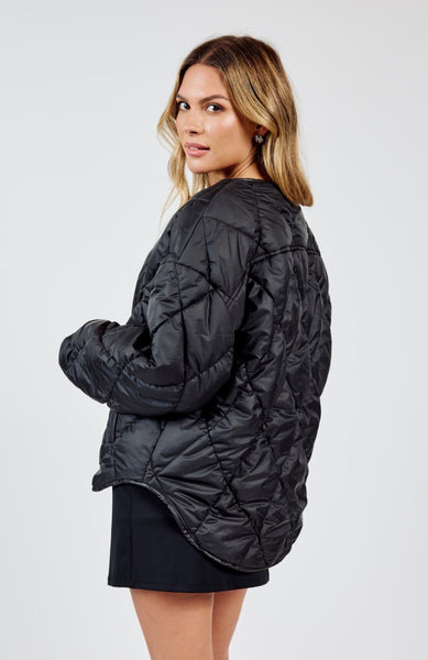 Sadie & Sage - Dewdrop Quilted Puffer Jacket - Black