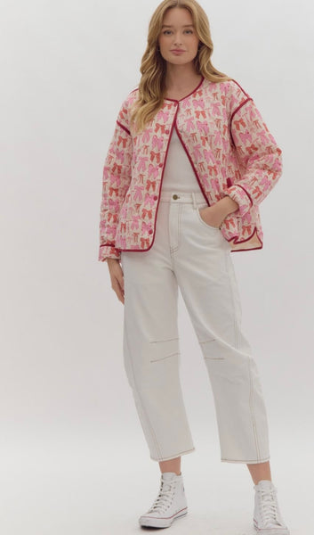 Camille Bow Coquette Jacket - Pink