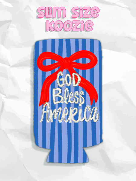 God Bless America Bow Koozie - Can