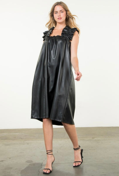 THML - Adelle Leather Midi Dress