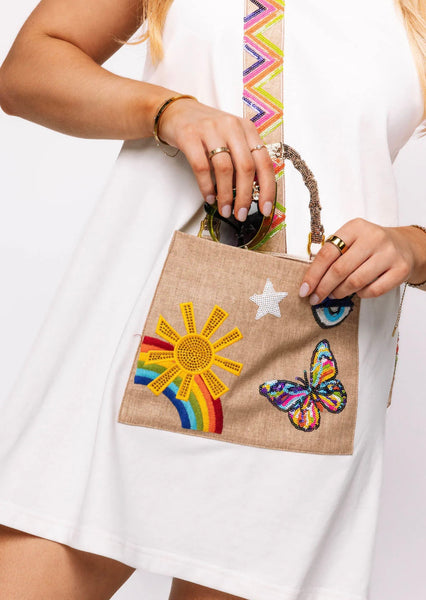 Queen of Sparkles - White Icon Crossbody Purse Tank Dress