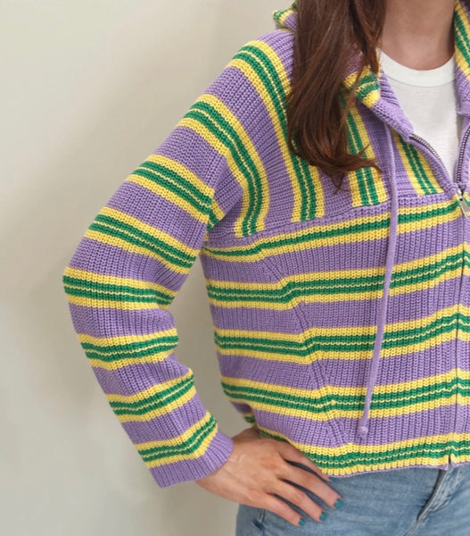 Mardi Gras Pastel Baja Zip Hoodie