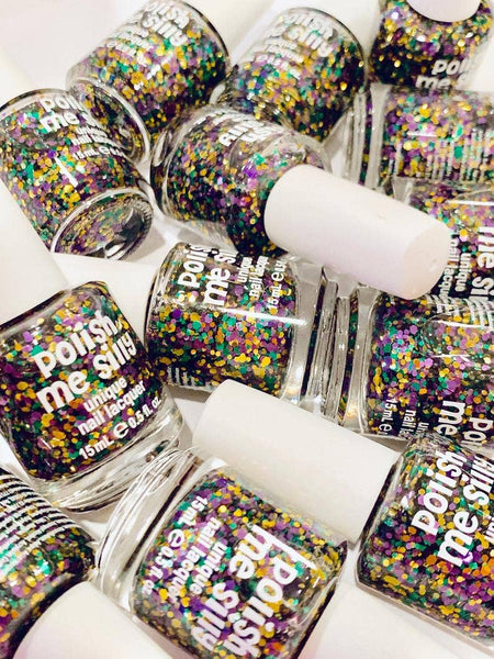 Polish Me Silly - Mardi Gras Glitter Top Coat Nail Polish