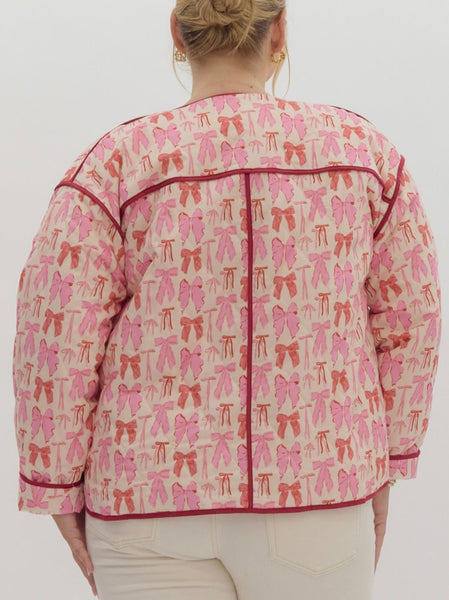 Camille Bow Coquette Jacket - Pink