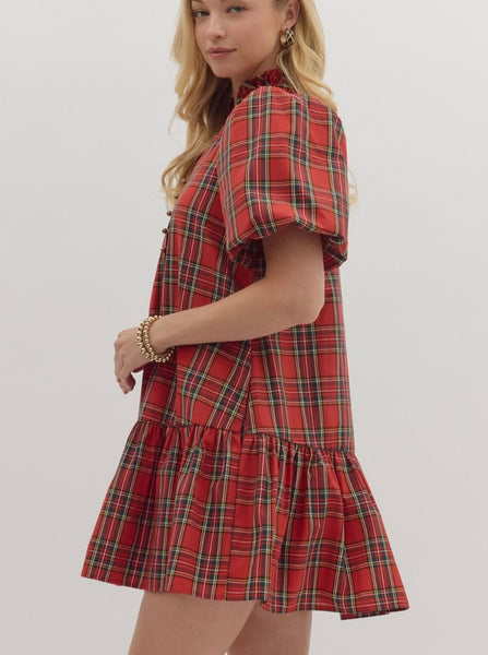 Genesis Plaid Mini Dress - Red