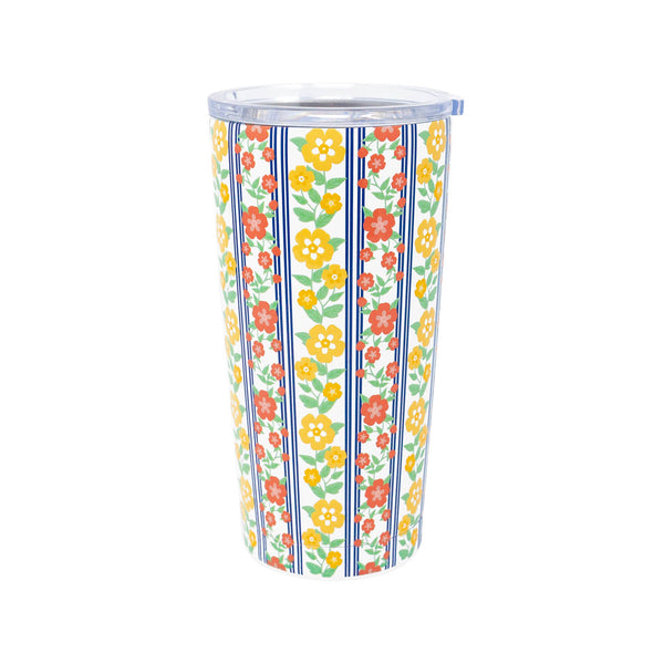 Stainless Steel Thermal Mug - Floral Stripe
