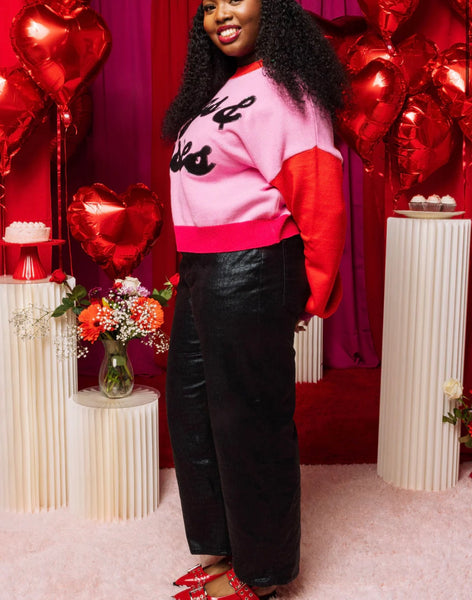 Queen of Sparkles - Pink Colorblock Hugs & Kisses Sweater