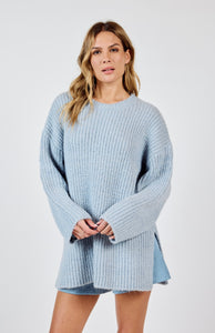 Sadie & Sage - Your Needs Ribbed Knit Sweater - Sky