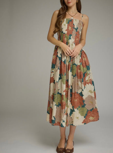 Shane Floral Midi Dress - Teal