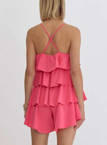 Sofia Ruffle Romper - Pink