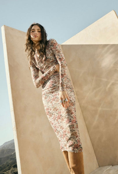 Kennedy Floral Mesh Dress - Cream