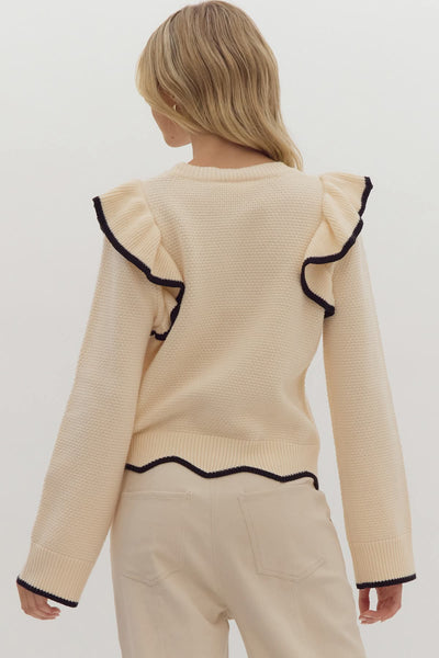 Tall Timbers Knit Ruffle Sweater - Cream