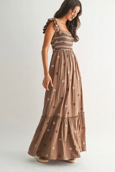 Alice Floral Maxi Dress - Brown