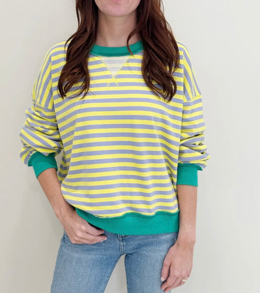 Mardi Gras Pastel Stripe Crewneck Sweatshirt