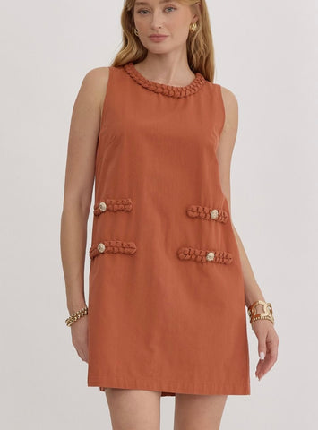 Eloise Denim Mini Dress - Rust