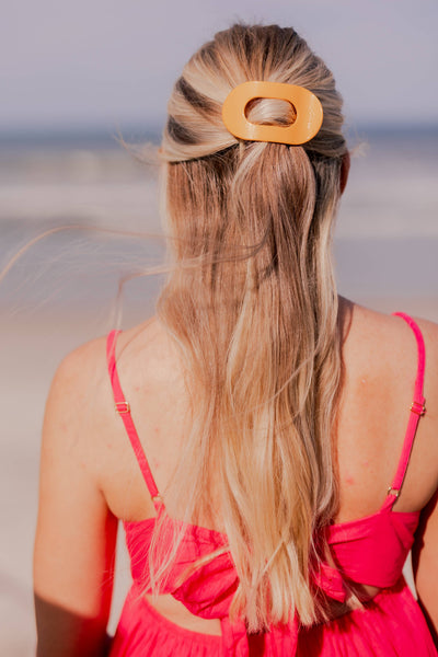 TELETIES - Round Flat Hair Clip - Mango for it! - Small