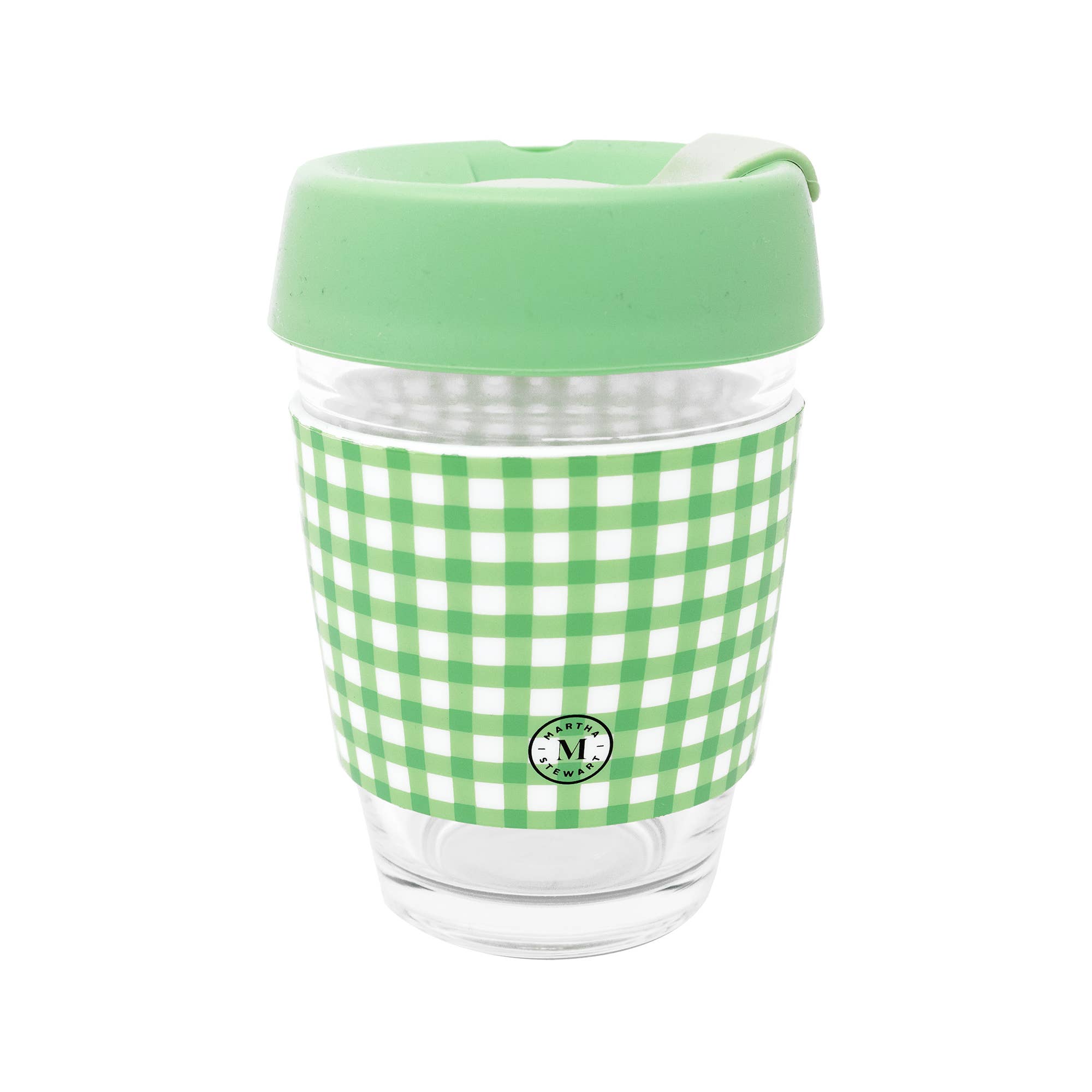 Glass Travel Mug - Arcadian Green Gingham