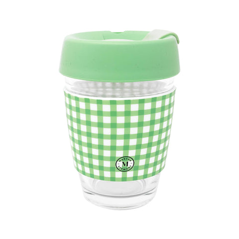 Glass Travel Mug - Arcadian Green Gingham