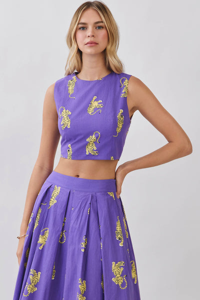 Fightin’ Tigers Cropped Tank Top - Purple
