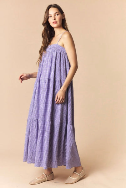 L-S-U! L-S-U! Gingham Maxi Dress - Purple