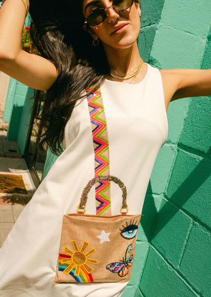 Queen of Sparkles - White Icon Crossbody Purse Tank Dress