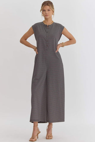 Kolby Striped Jumpsuit - Black