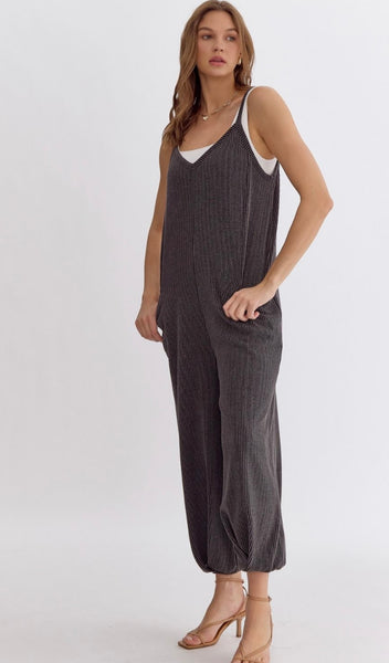New Mexico Ribbed Jumpsuit - Charcoal